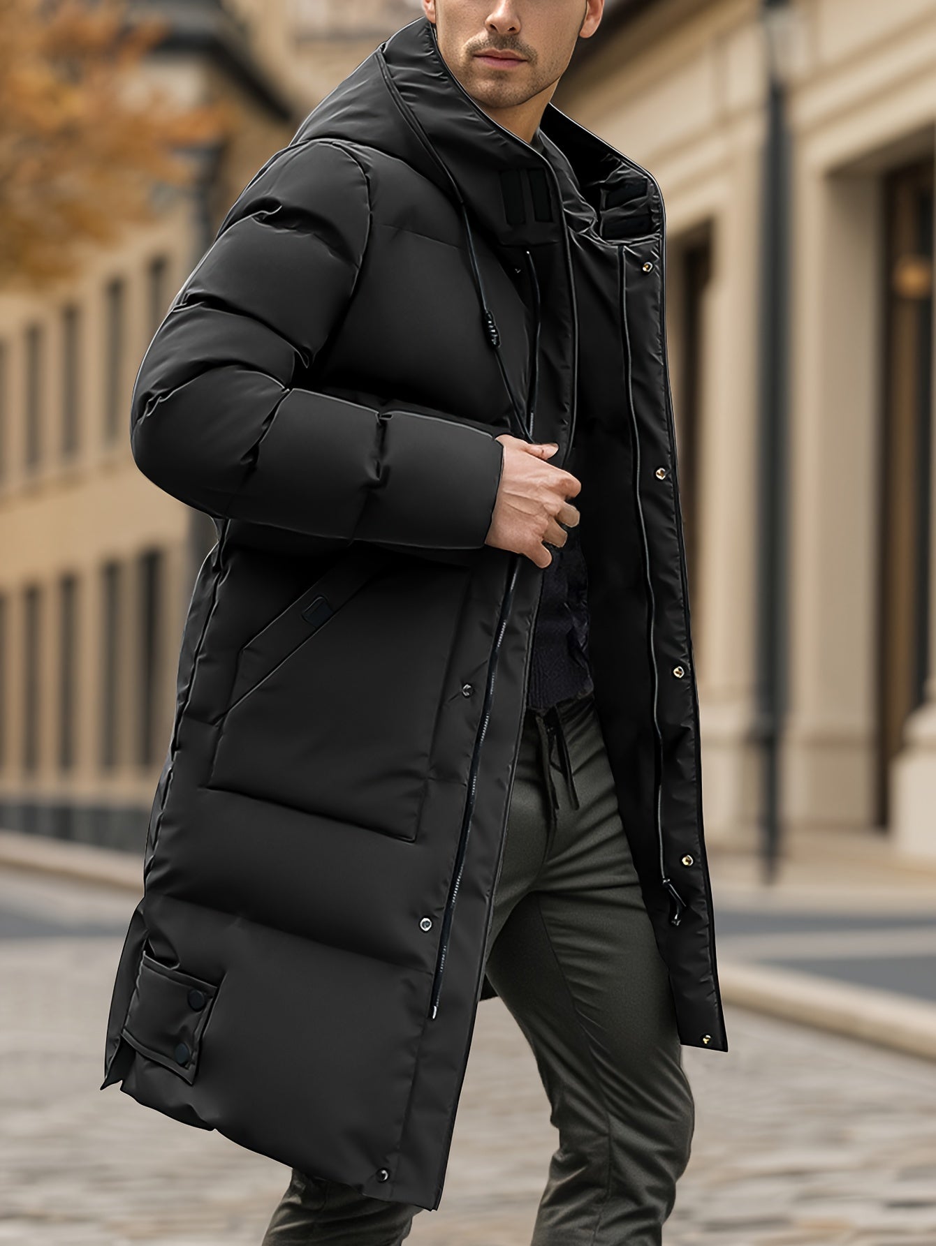 Warme, dicke mittel-lange Daunen-Winterjacke für Herren | Ideal für den Herbst/Winter